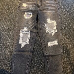 Distressed Gray Women's Jeans